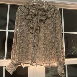 Primark Black and Cream Patterned Blouse